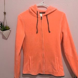 Fuzzy peach jacket with hood